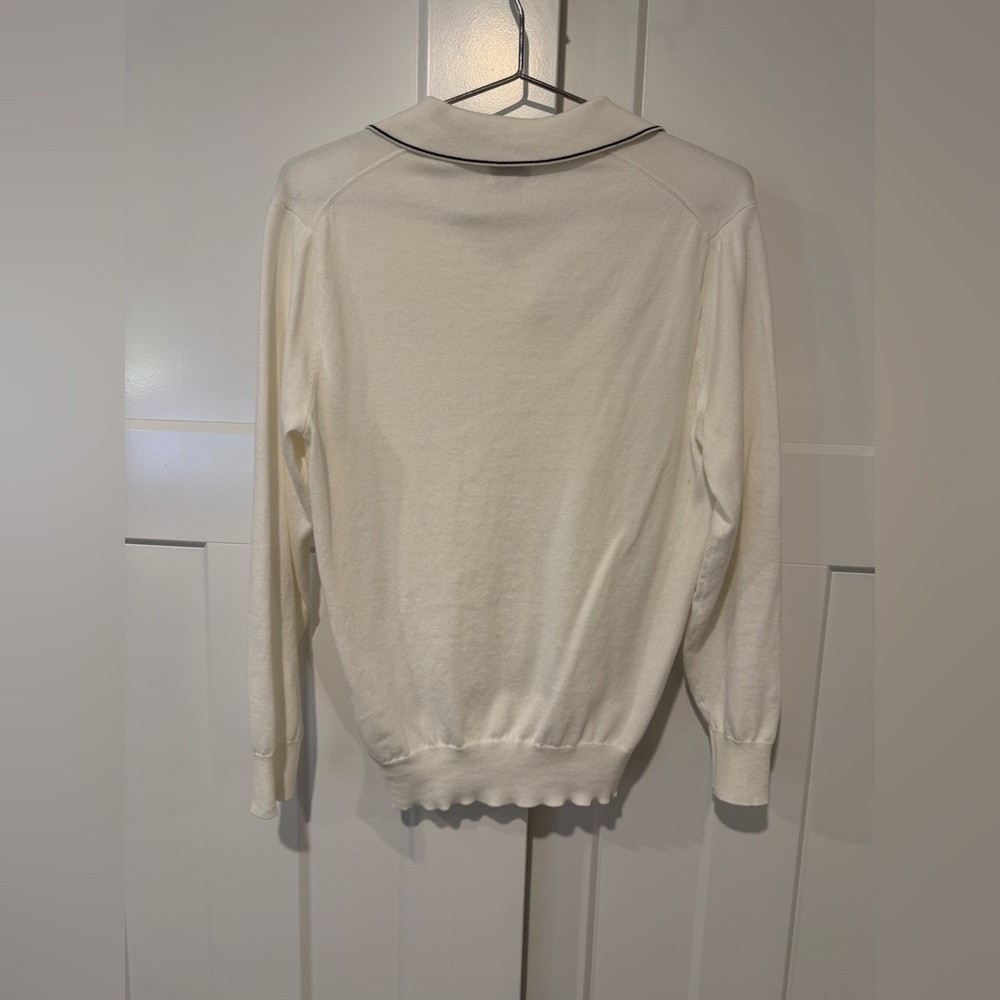 J Crew Heritage White Cotton Tipped Sweater-Polo - Picture 6 of 6